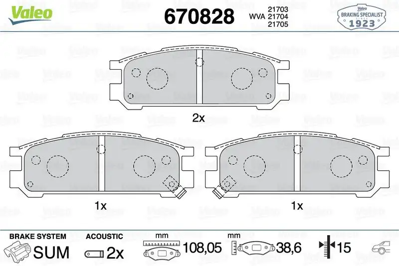 VALEO 670828 Arka Fren Balatası resmi