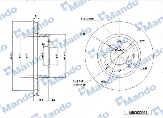 MANDO MBC030094 Ön Fren Diski resmi