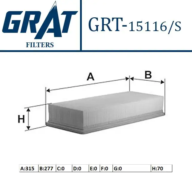 GRAT 15116S Hava Filtresi 2D0129620A resmi