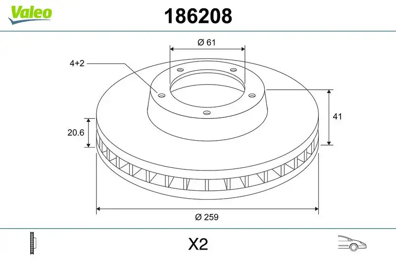 VALEO 186208 Ön Fren Diski resmi