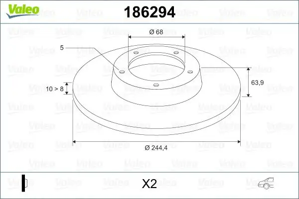 VALEO 186294 Arka Fren Diski 4B0615601 resmi