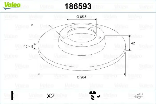 VALEO 186593 Arka Fren Diski 9117772 resmi