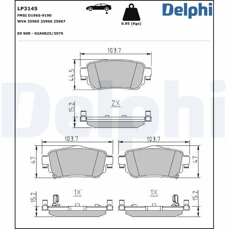 DELPHI LP3145 Arka Fren Balatası resmi