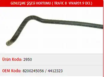 MASTER M2950 Yedek Su Deposu Hortumu 8200245056 resmi