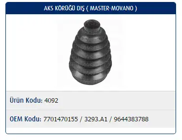 MASTER M4092 Dış Aks Körüğü resmi