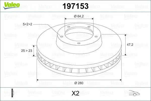 VALEO 197153 Ön Fren Diski 45251SEAE00 resmi