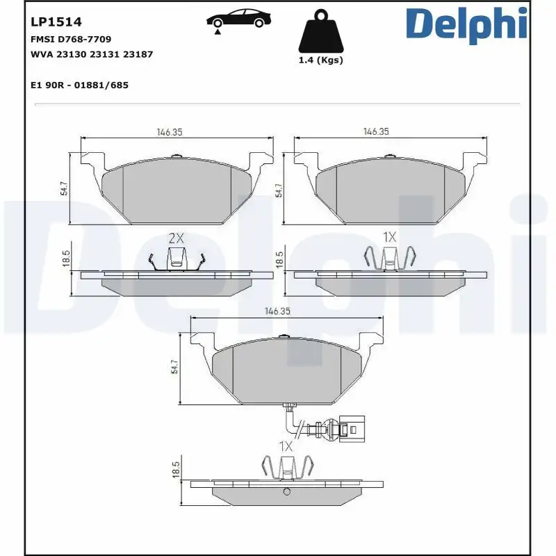 DELPHI LP1514 Ön Fren Balatası resmi