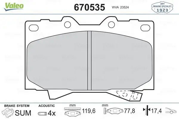 VALEO 670535 Ön Fren Balatası resmi