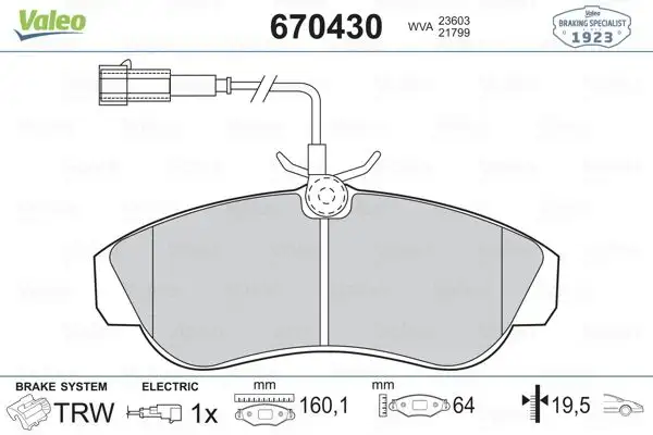 VALEO 670430 Ön Fren Balatası resmi
