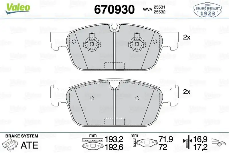 VALEO 670930 Ön Fren Balatası resmi