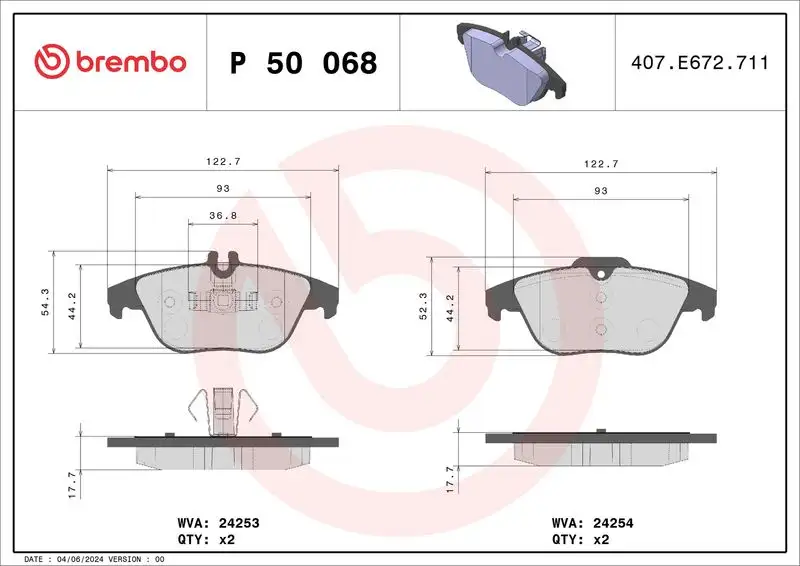 BREMBO P50068 Arka Fren Balatası resmi