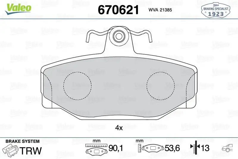 VALEO 670621 Arka Fren Balatası resmi