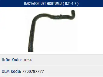 MASTER M3054 Radyatör Üst Hortumu 7700787777 resmi