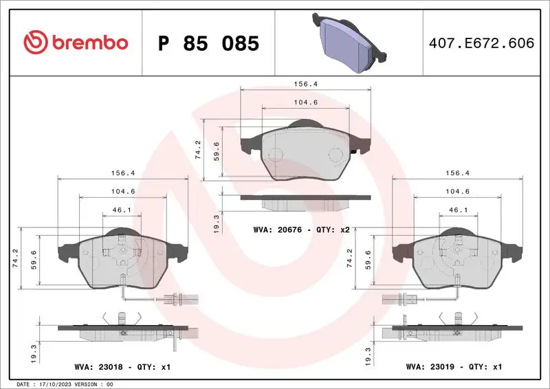 BREMBO P85085 Ön Fren Balatası resmi
