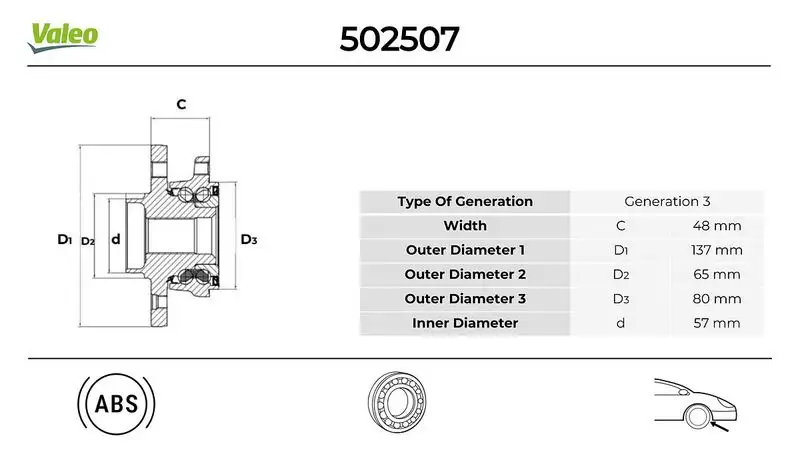 VALEO 502507 Arka Aks Rulmanı resmi