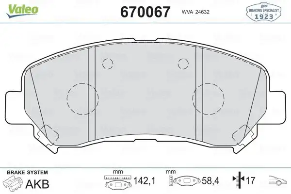 VALEO 670067 Ön Fren Balatası resmi