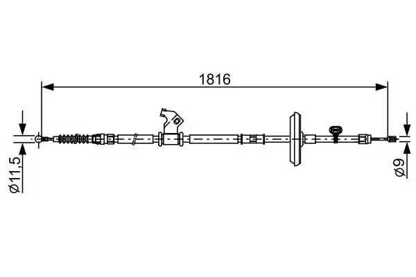 BOSCH 1987482535 El Fren Halatı (Arka Sağ) 522102 resmi