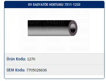 MASTER M1270 Yedek Su Deposu Hortumu 7705026636 resmi